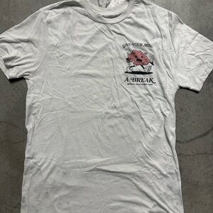 Give Your Mind a Break Short-Sleeve Graphic Tee - White with Pink Print